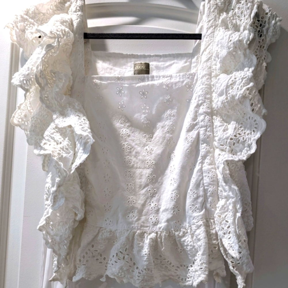 ASOS ruffles and bows shirt, ties down the side